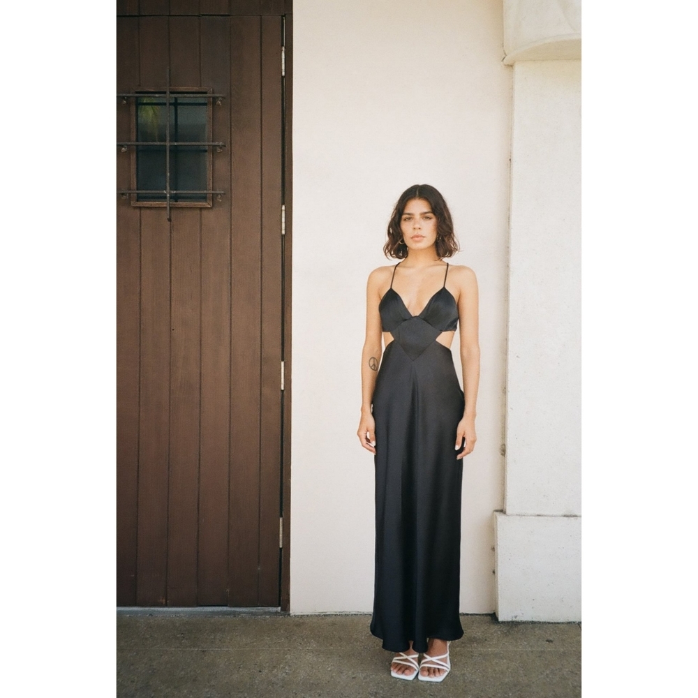 Zara black maxi dress with cut outs - Picture 3 of 15